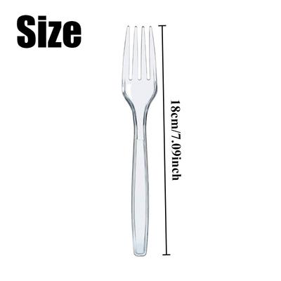 100PCS Disposable Forks Transparent Plastic Forks Food Cake Fruit Parties Picnics Large Events Kitchen Disposable Tableware