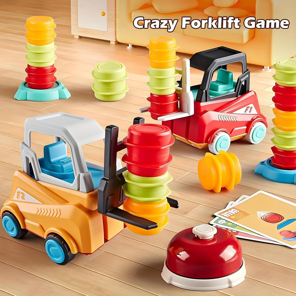 Material Engineeer Forklift Transport Game Brain-Boosting Construction Toy With Truck, Stacking   Matching Skills