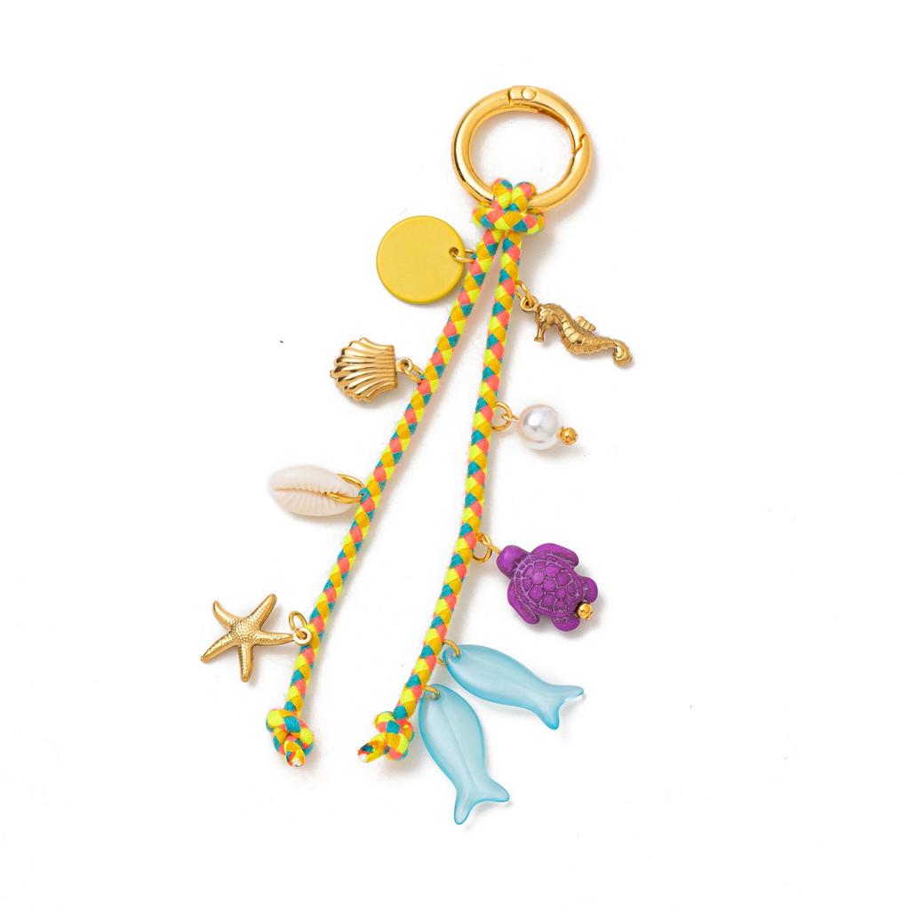 European Bestselling Colorful Retro Shell & Fish Bone Hand Rope Pendant Ornament