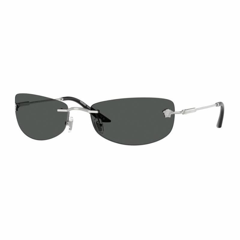Versace Solid Color Design Metal Cat Eye Sunglasses Women's Silver 19993171 0VE2279100087-Silver 60