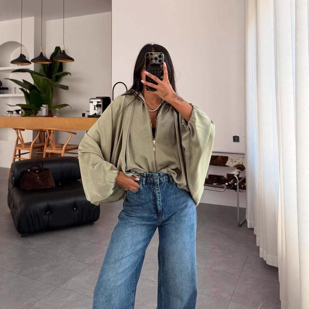 2025 Cross-border European and American Women's Clothing Amazon Korean Versatile High-waisted and Thin Wide-leg Jeans Temperament Set