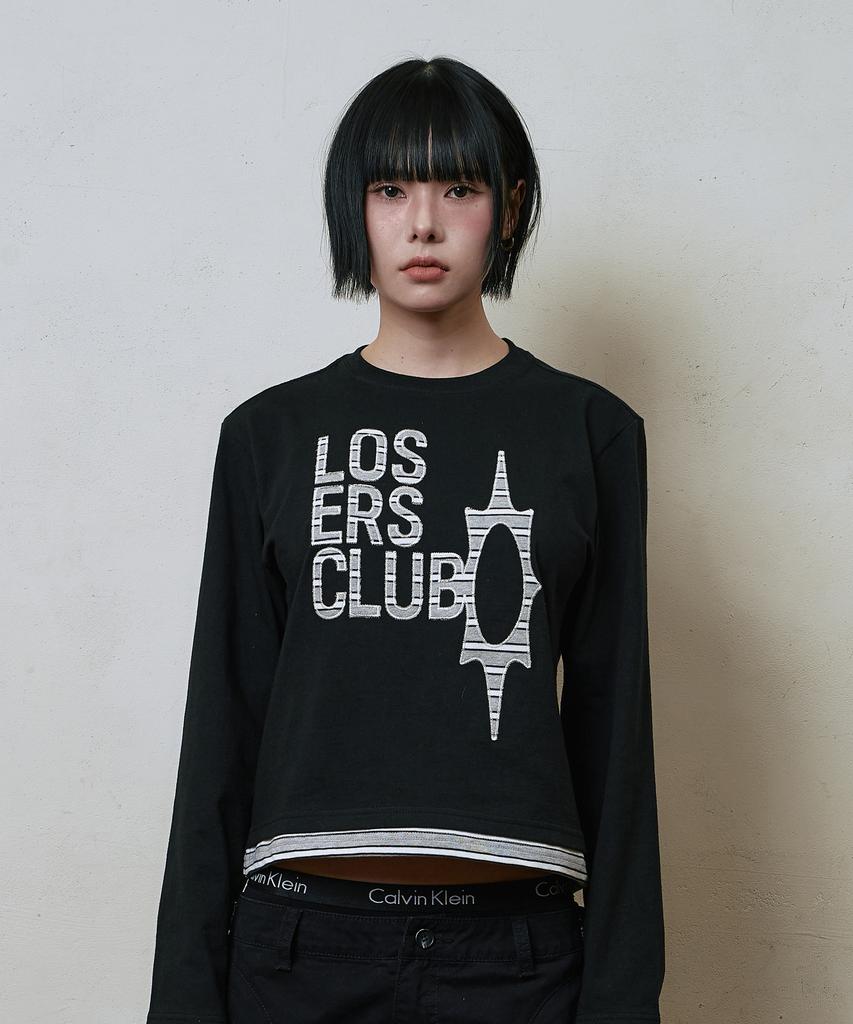 Lujeoseukeulleob Logo Layered Long Sleeve T-Shirt Black