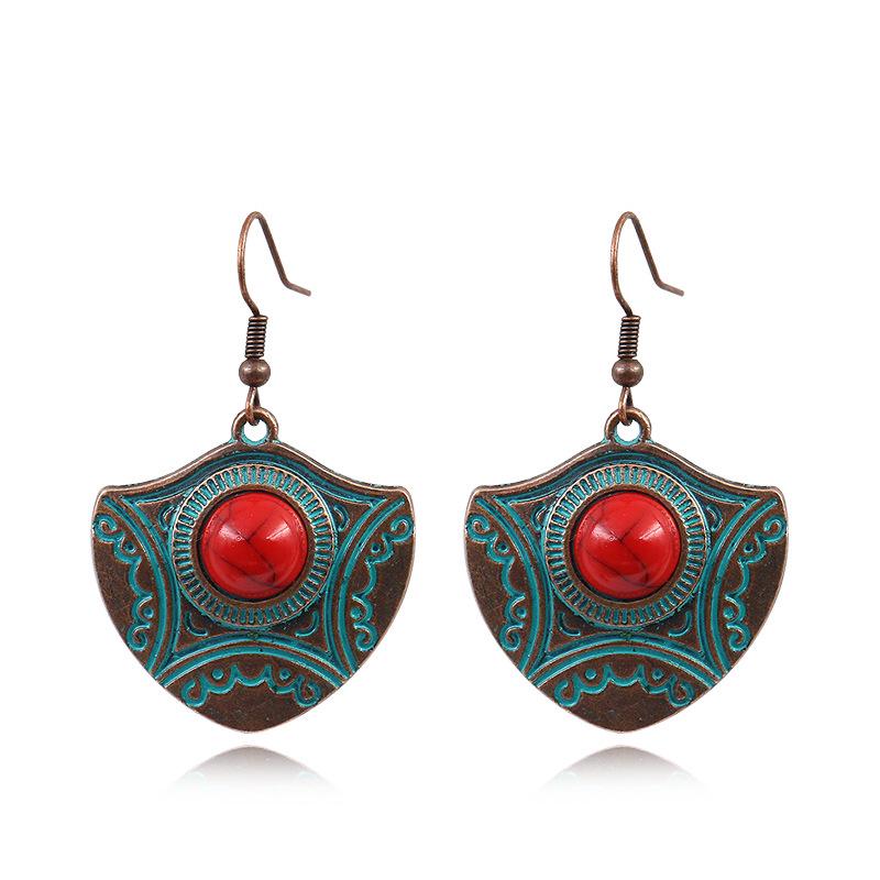 Vintage Bohemian Drop Dangle Earrings for Women Blue Stone Tassel Handmade Zircon Ethnic Boho Geometric Statement Earrings