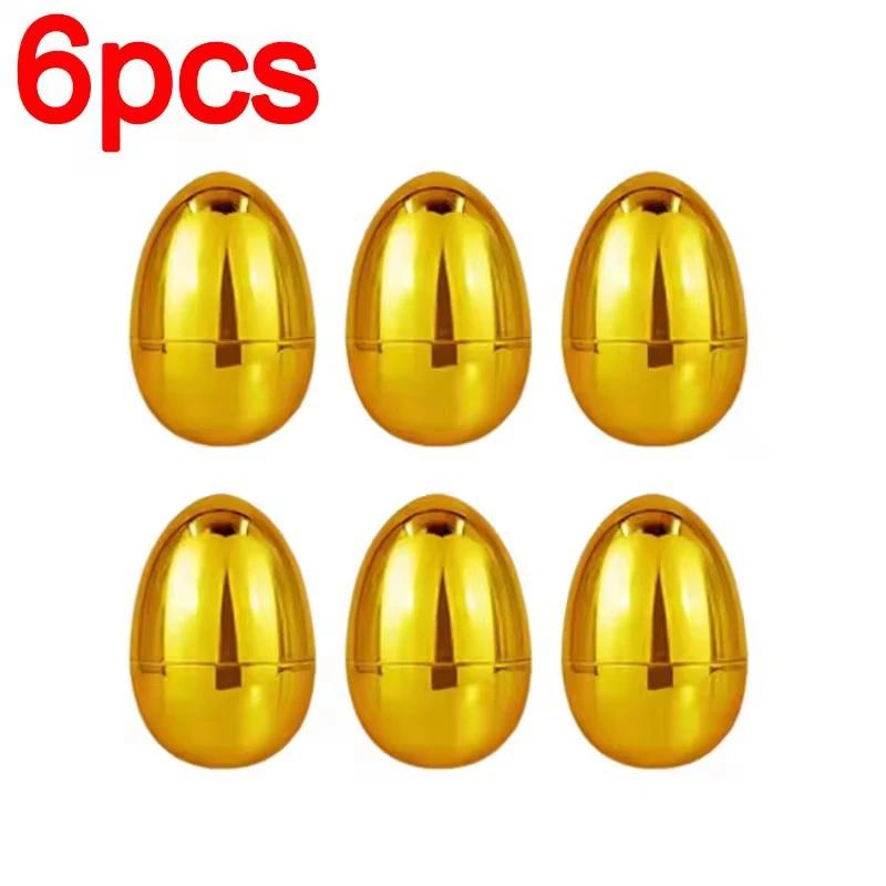6-24pcs Golden Easter Eggs Plastic Fillable Egg Easter Egg Hunt Game Prizes Home Decoration Supplies Kids Birthday Party Favors