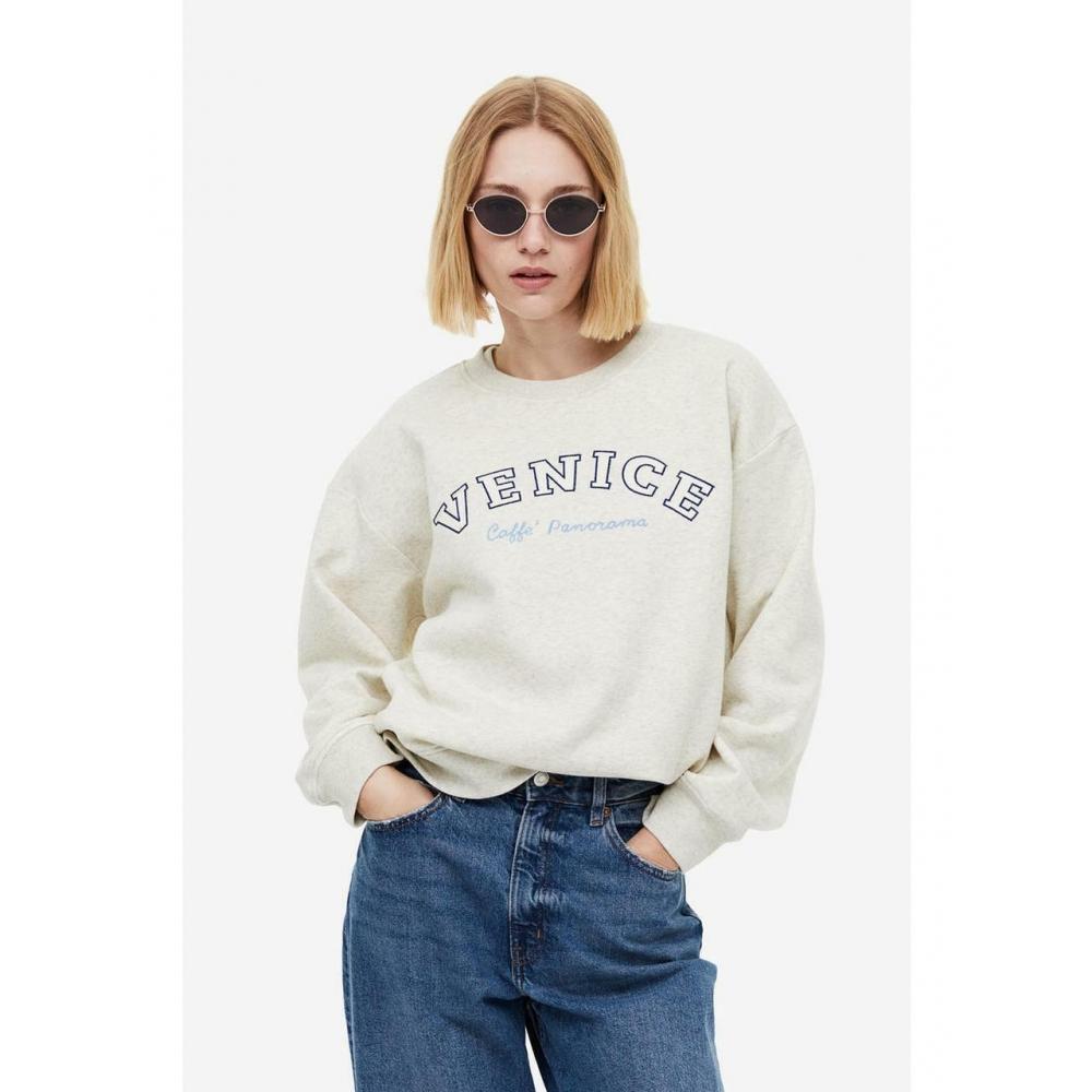 

H&M Толстовка с круглым вырезом Светло-бежевый меланж Venice 1091010033