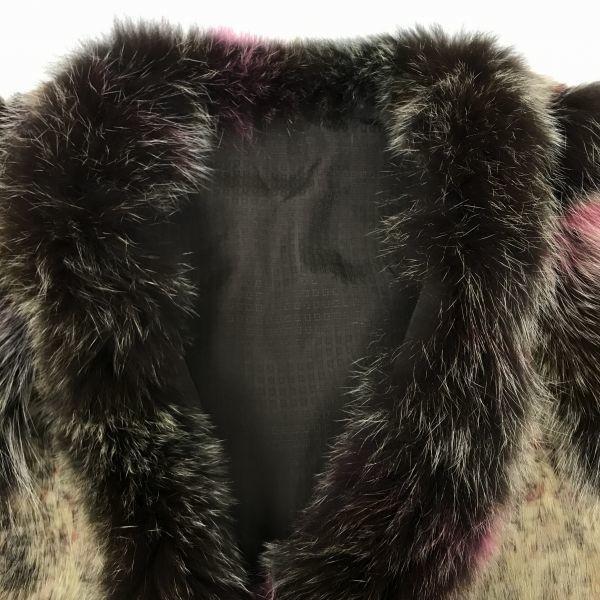 Felice Cat & Blue Fox/Silk Fabric/Luxury Fur Vest/M~L/Beige Tone/Button Fastening(USED)