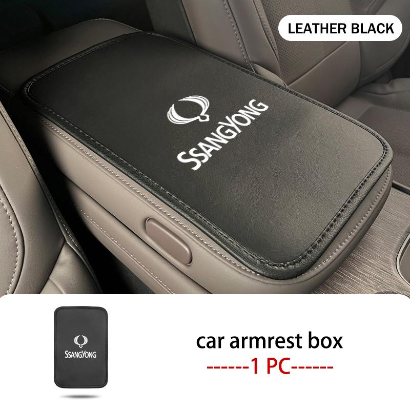 Leather Car Armrest Mat Center Console Protection Cushion Cover For SsangYong Actyon Sport Korando Rexton Kyron Rodius Tivoli