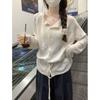 Women S Long Sleeve Knit Sweater With Waist Tie Hollow Out Fashionable