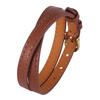 Unisex Double-Layer Brown Leather Bracelet with Gold Buckle - European & American Style Fashion Trend