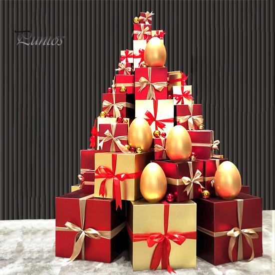 

5 шт., рождественская коробка с орнаментом, рождественская подарочная коробка, многоразовая декоративная бумага с защитой от топота, новогодняя красная подарочная коробка