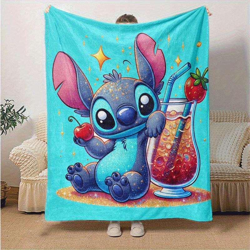 1pc Cute Stitch Printing Blanket - Soft, All-Season Throw for Living Room, Bedroom,Personalized Gift with Adorable Cartoon Design