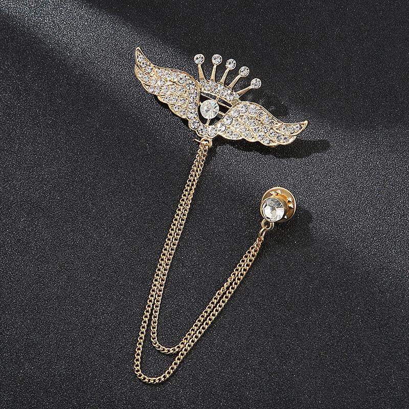 Unisex Gold/Silver Crown Series Brooch with Rhinestones & Optional Chain - Elegant Luxury