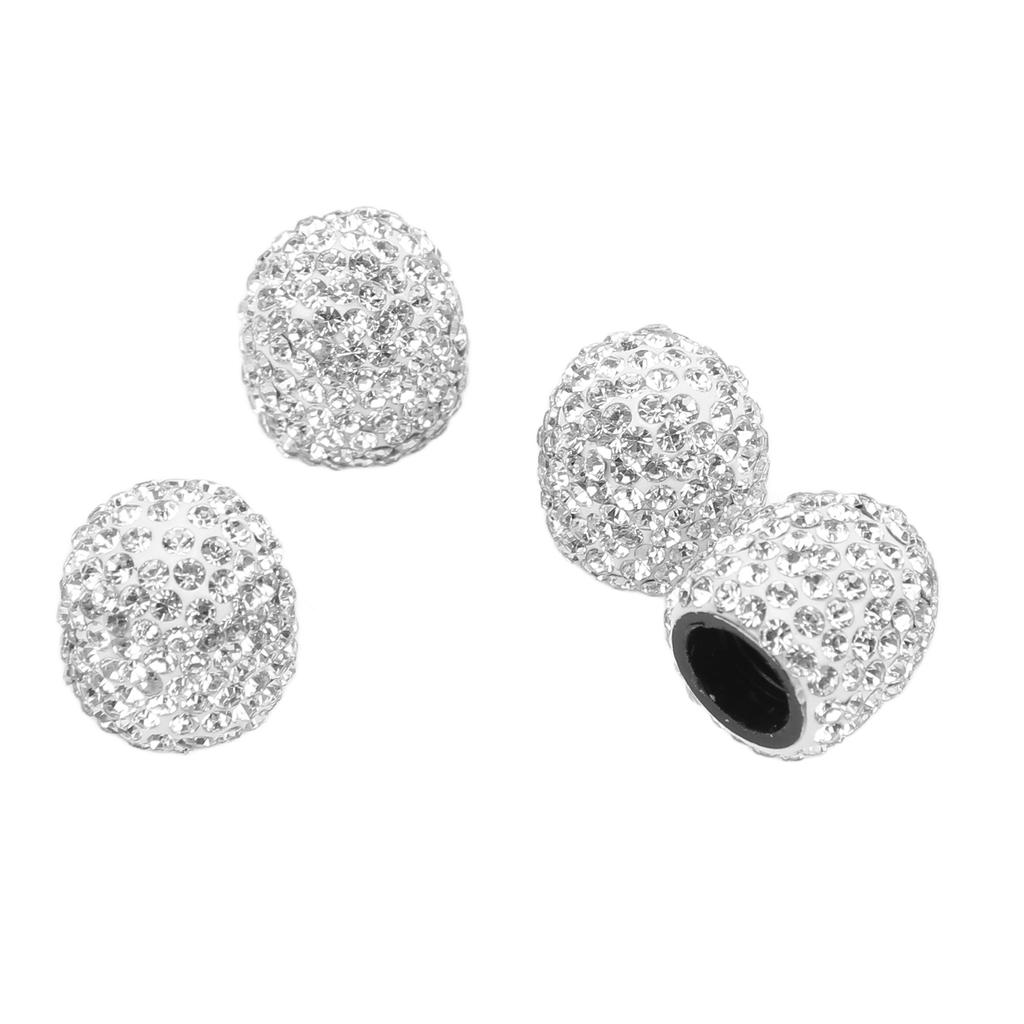 4 Pcs Bling Valve Stem Caps 15mm Stem Air Cover Tire Decoration Universal for Car MotorcycleSilver