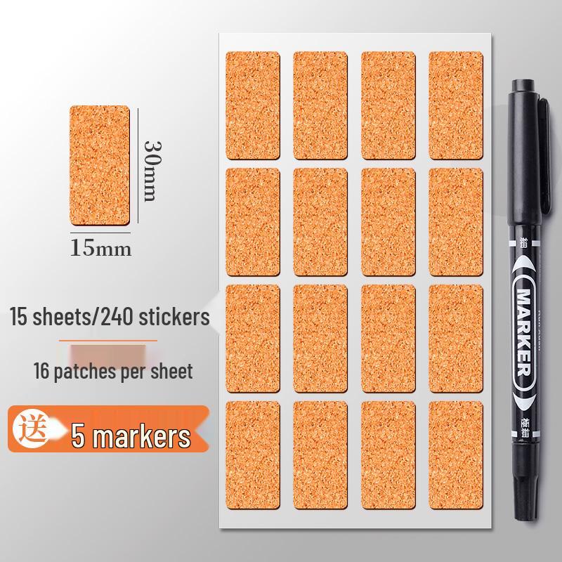 Color Cork Self-Adhesive Label Stickers for Handwritten Notes and Small Markers