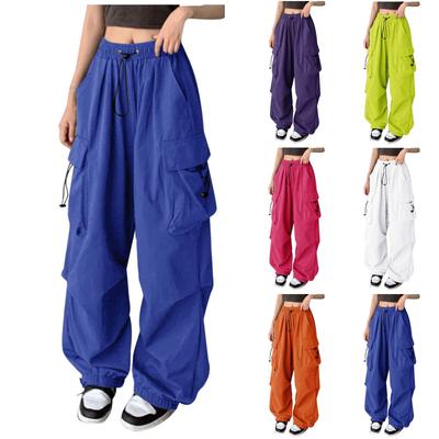 Women's Solid Color Casual Pants Elastic Waist Sprort Pants With Pockets