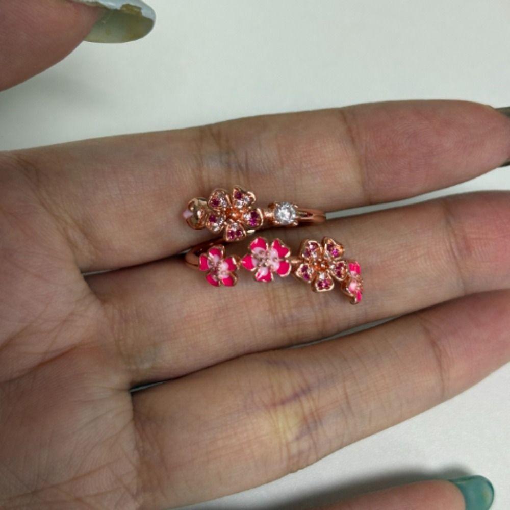 Gemstone Embellished Cherry Blossom Ring Crystal Accents Jewelry Box Anniversary Birthday Gift