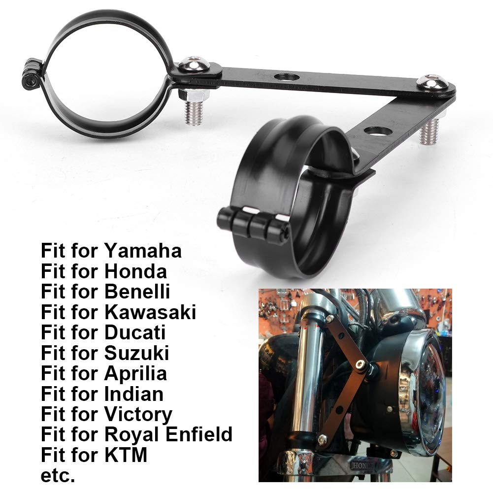 Headlight Bracket, Motorcycle Headlight Bracket Fork Mounting Clamp Universal Accessory Black (41-51mm)