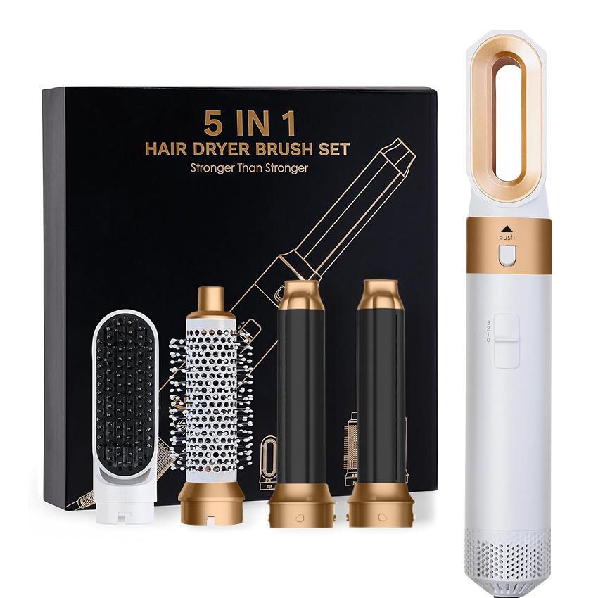 5-in-1 Multi-Function Hair Styling Tool: Hot Air Comb, Dual-purpose Hair Dryer, Straightener, Curling Iron