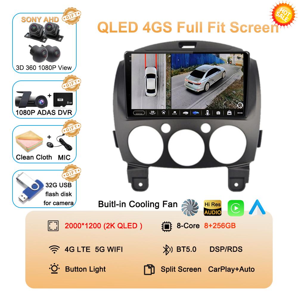 Android 14 Car Radio Multimedia Player For MAZDA 2 Mazda2 2007 2008 2009 2010 2011 2012 2013 2014 GPS Navi 2 Din Autoradio QLED