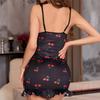 Women's Printed Deep One-Piece Suspender Nightgown Women's Sexy Printed Pleated Hip Hugging Sexy Tight Dress Pajamas