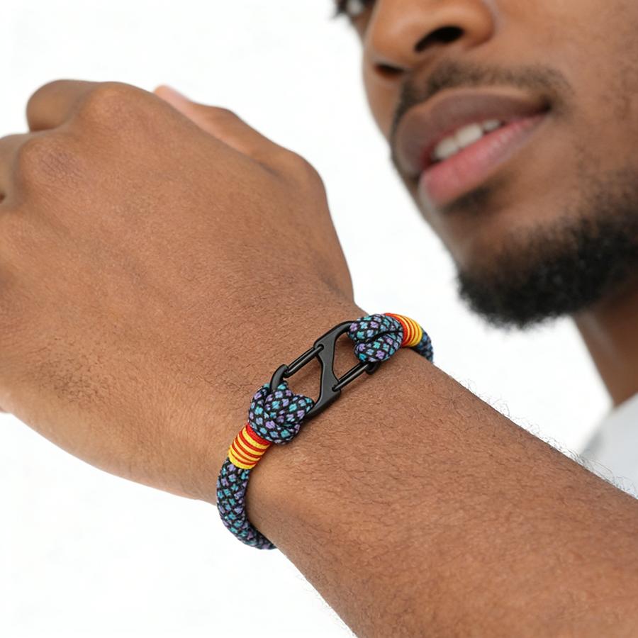 

Noter Handmade Weaven Men Rope Bracelet Selected High Quality Thread 6 Colors Available Sports Sweat Absorbent Pulseria Homme фиолетовый
