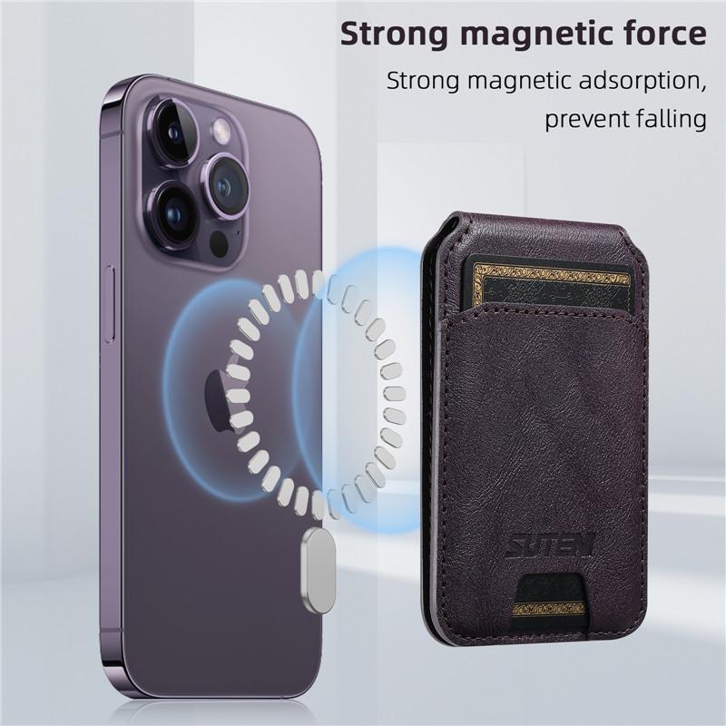 EUCAGR PU Leather Wallet Case For iPhone 15 Pro 14 Plus 13 12 Pro Max Magsafe Wireless Charging Card Holder with MagSafe Magnet