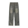Yadu Unisex Retro Hong Kong Style Washed Denim Pants - Loose Straight Leg Casual Pants