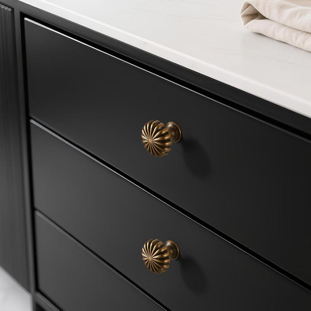 10Pcs Brass Drawer Handles Simple Pumpkin Cabinet Knob Wardrobe Single Hole Round Zinc Alloy Door Cupboard