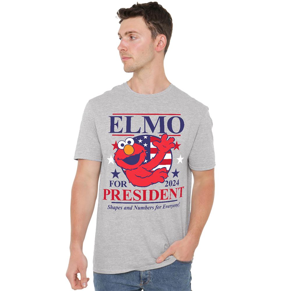 Sesame Street Unisex Adult For President 2024 Elmo Heather T-Shirt