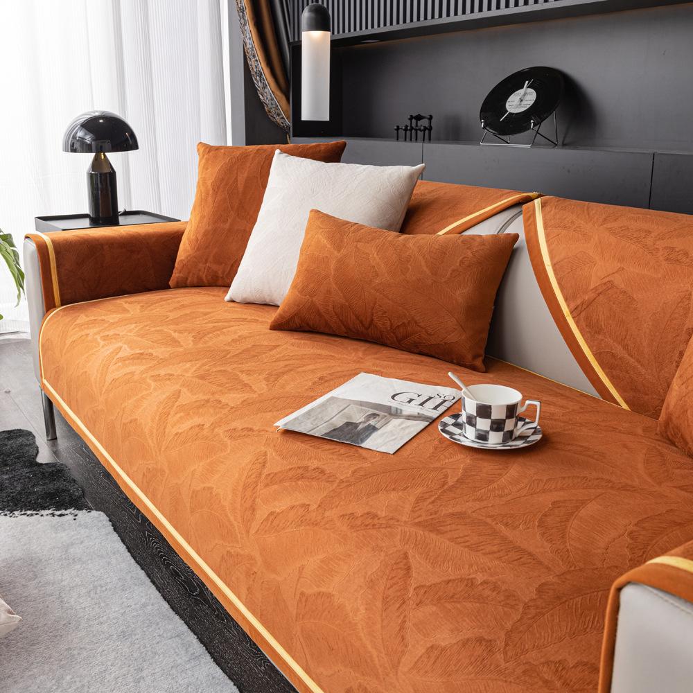 Universal New Chenille Sofa Cushion Anti-Cat Scratch Sofa Cover Towel Solid Color Non-Slip Sofa Backrest Cover Towel