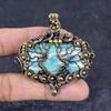 Larimar Gemstone Copper Wire Wrap Jewelry Pendant 2.36"