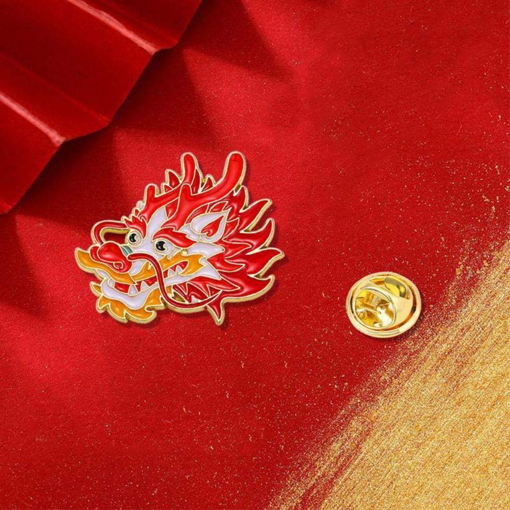 Dragon Head Dragon Year Brooch Dragon Year Cartoon Pin Brooch Dragon Head Brooch  Backpack