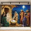 2D Flat Banner 1PC The Birth of Jesus, the Starry Sky and the Three Wise Men, Festival Decorations, Christmas Decorations