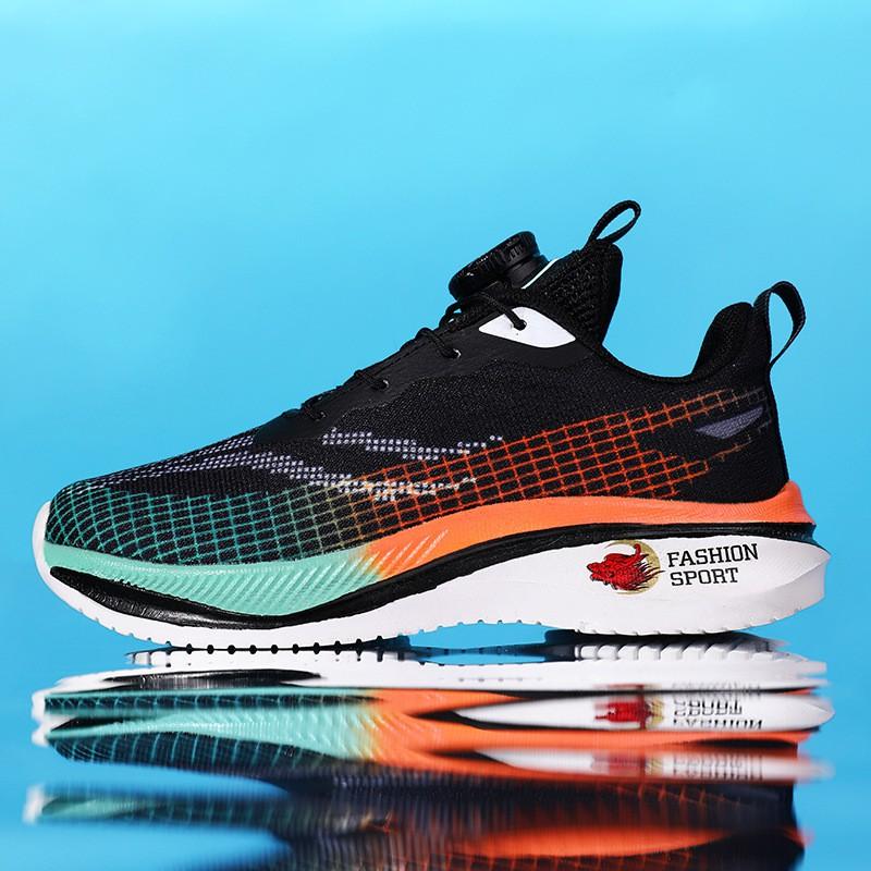 Kids Running Shoes Boys Lightweight Breathable Mesh With Carbon Plate Support Non-Slip Wear-Resistant Outdoor Indoor Sport