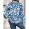 GMXIA Autumn Winter Color Flower Lantern Sleeve Lapel Shirt for Women's Autumn and Winter