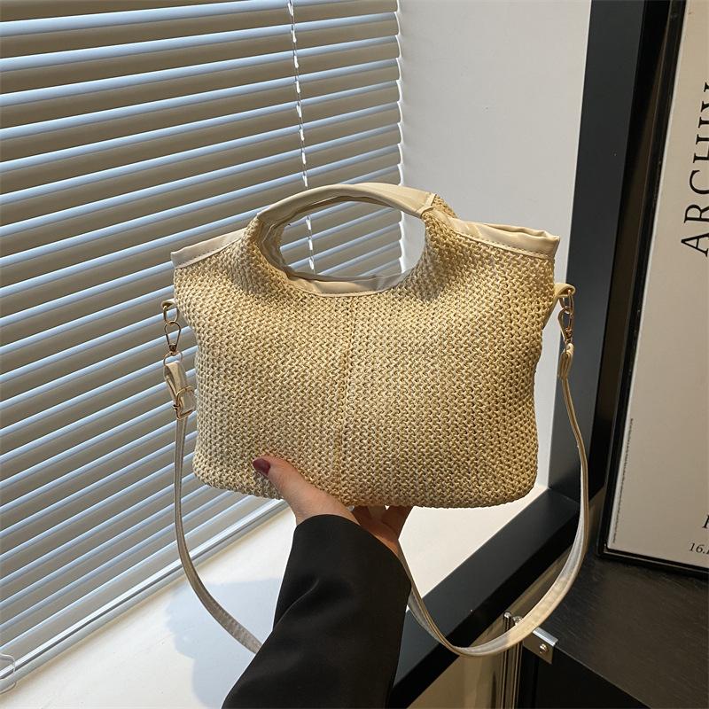 New Ins Korean Woven Bag Women's Fashion Commuter Shoulder Messenger Bag Casual Vegetable Basket Handbag