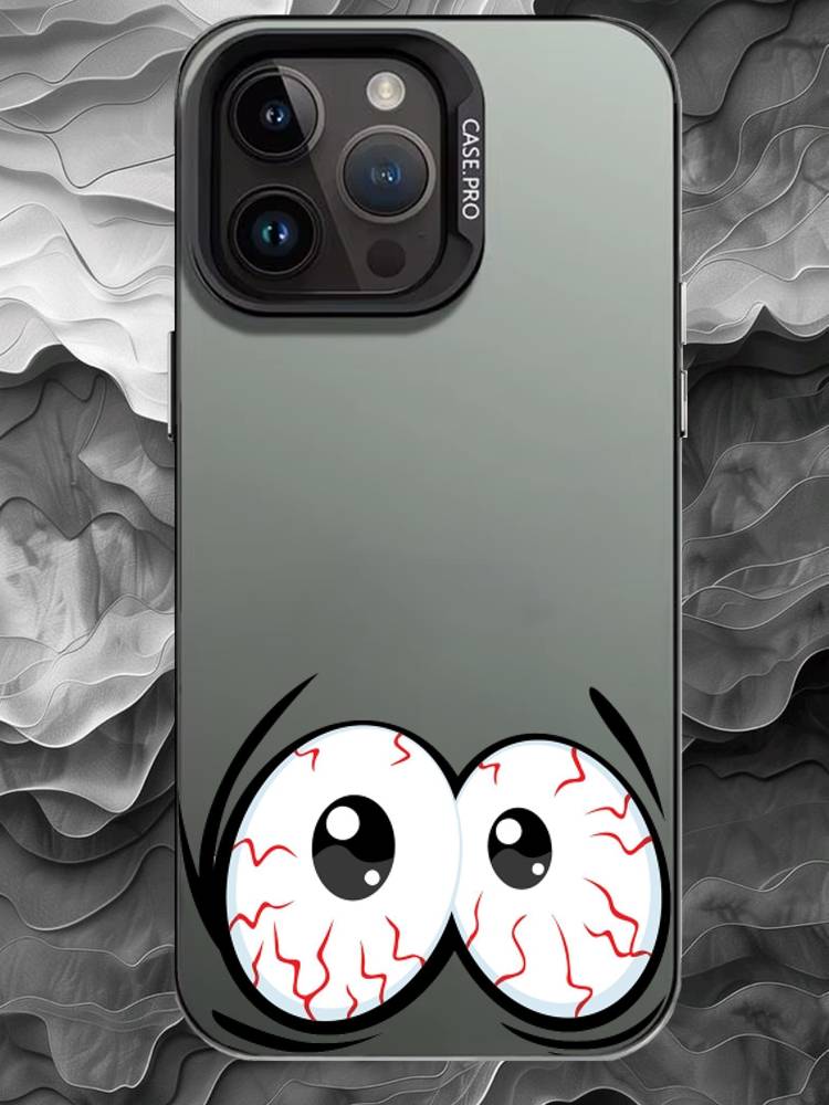 C-Cartoon expression Phone Case For iPhone 17 16 15 14 13 12 11 Pro Max Plus Silver Matte Black Cover