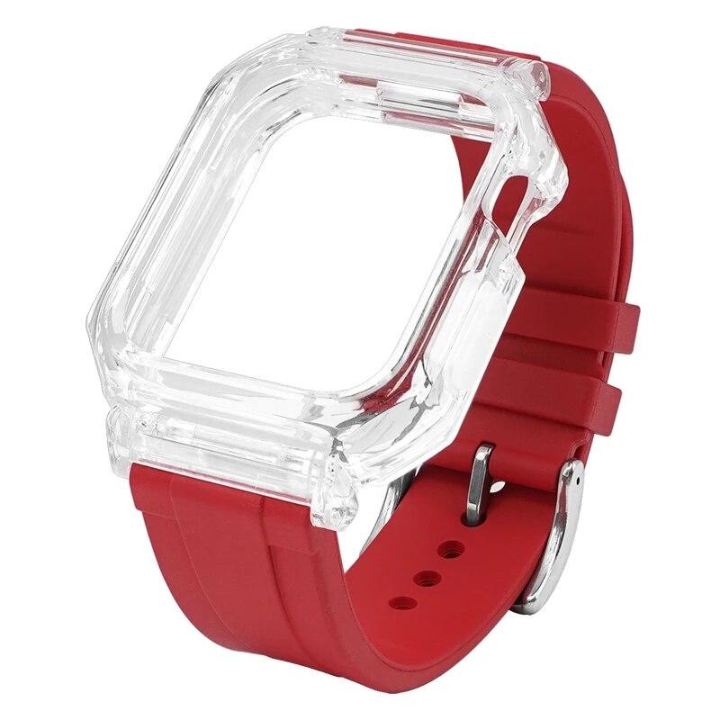 Sports Bracelet For Apple Watch Band 44mm 45mm Mod Kit Rubber Luxury Transparent Silicone Case for Iwatch Series 8 7 6 SE 5 4