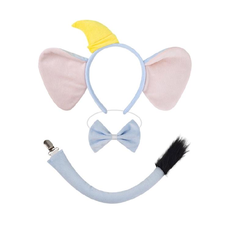 Animal Fancy Costume Kit Accessories Elephant Costume Set with Elephant Ears Headband Bowtie Tail Tutu Skirt 1/3/4Pcs