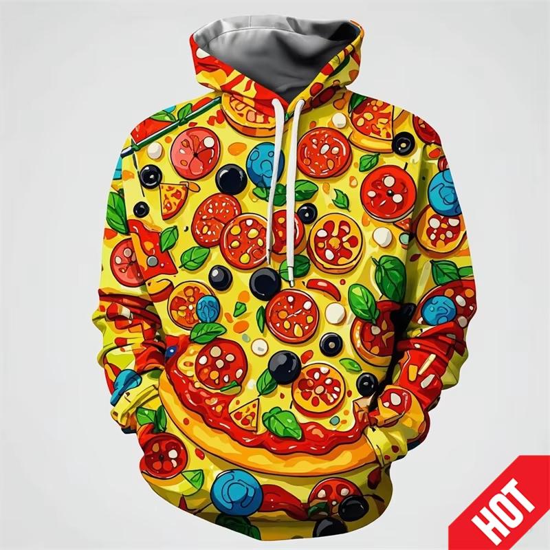 Men's Clothing 3D Printed Funny Food Pizza Hoodie Men's Streetwear Men's Oversized Hoodie Pullover Men's Autumn Hoodie