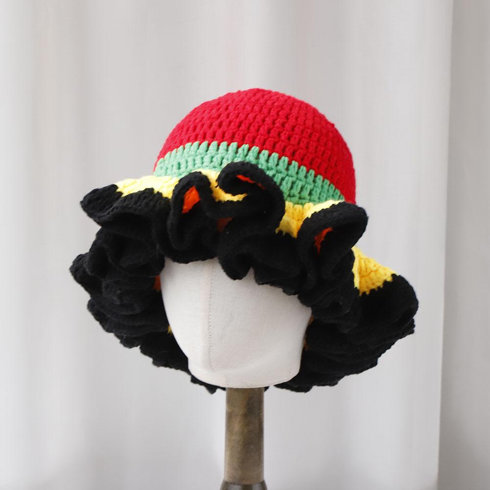 New Design 2025 Factory Fashion Cute Crochet Knitted Women Bucket Hats красный