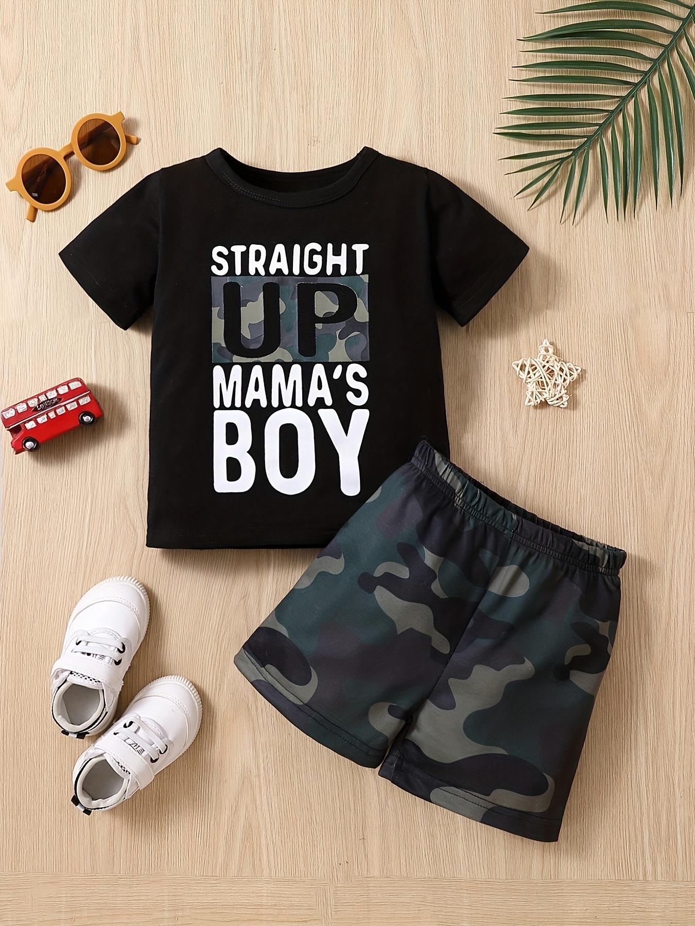 Boys Summer Outfit Letter Print Mama s Boy Two Piece Set Trendy Casual Clothes 18-24M