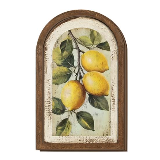 Vintage Framed Wall Art, Curved Wooden Floral Wall Art, Arched Wood Framed Wall Art, Rustic French Country Style Paintings C