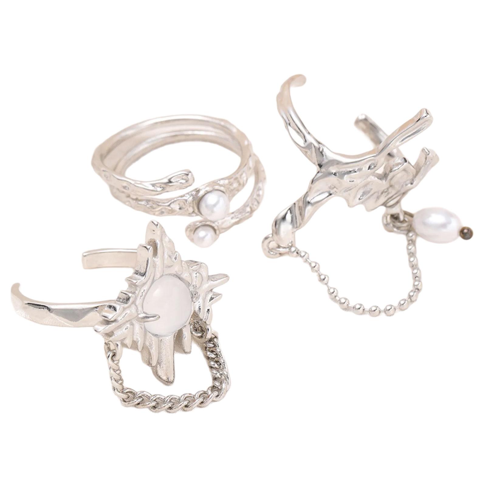 

3 шт. Кольца с открытием Геометрические кольца Украшения для рук Кольца-цепочки Регулируемые кольца Подходят для любителей моды