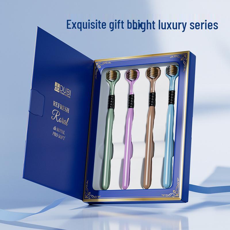 

Двойная упаковка трехсторонних мягких зубных щеток для взрослых со спиральными щетинками