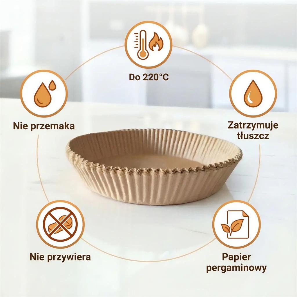 BAKING INSERT FOR FAT-FREE FRYER 25CM 50 PCS PAPER Ø20cm