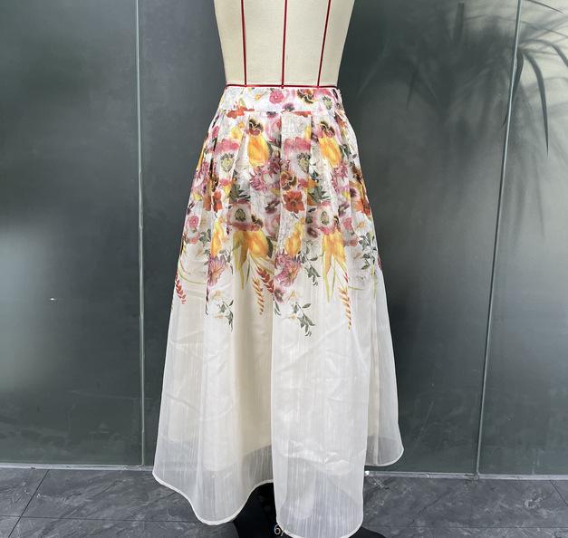 European & American Midi Skirt: Bamboo Print, Spring/Summer, Elegant & Gorgeous, for Middle Eastern Muslim Women