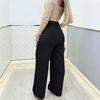 Ladies'  Color Casual Fashion Double Breasted Pocket Pants
