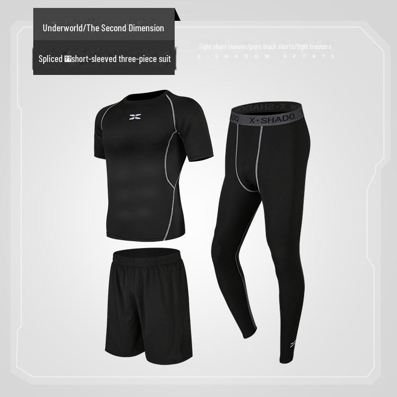 Men's Casual Fitness Running Suit: Shorts & Short-Sleeved Tights for Yoga & Training