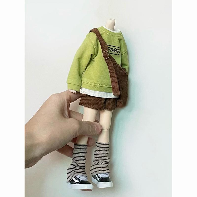 New Arrival Blythe Clothes Fashion Sweater Corduroy Shorts Crossbody Bag Caps Casual Set for Blyth OB24 Pullip 1/6 Doll Outfit